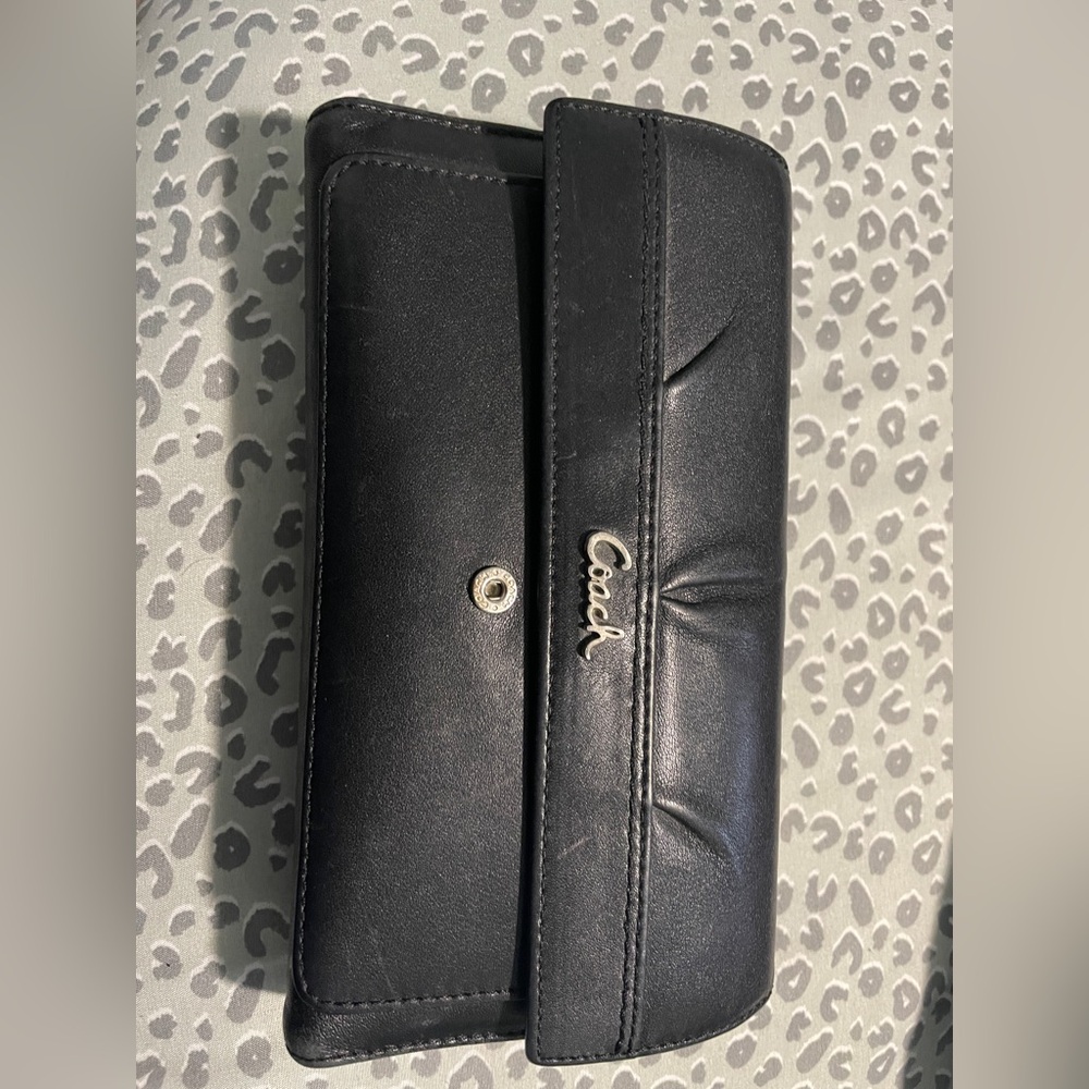Coach Black Leather Clutch Wallet